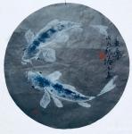 冯增木日志-试验中，以白粉加金粉调色在磁青纸上画鱼如似画水粉画，效果不佳【图5】