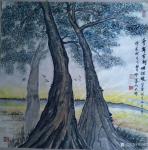 邓烈根日志-分享国画写生新作品《参天古绿》写自明月山千年银杏树林，《千年【图2】