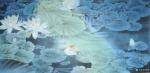 韩梅日志-工笔花鸟画《荷塘月色》，《月下牡丹》，描绘美丽的夜景图，蓝色【图1】