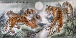 刘慧敏日志-国画动物画老虎系列《五福临门》，三幅手工绘制，尺寸四尺68x【图3】