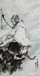 石川日志-石川国画人物画《大道无边》，《紫气东来》老子骑牛出关图，《观【图4】