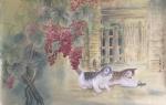 汪林日志-国画工笔花鸟《嬉戏玩耍》，双猫戏蝶图，尺寸100x70cm，【图1】