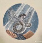 袁峰日志-国画作品《羽蛇神》，尺寸四尺斗方60x60cm，朋友订制……【图1】