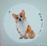 马新荣日志-可爱的国画动物作品图片《幸福相伴》猫蝶图，《旺财图》萌犬图，【图2】
