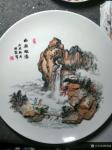杨增超日志-奇石瓷画新作品《雨后观瀑》，奇石瓷画是天然奇石与瓷盘绘画巧妙【图1】