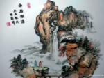 杨增超日志-奇石瓷画新作品《雨后观瀑》，奇石瓷画是天然奇石与瓷盘绘画巧妙【图2】