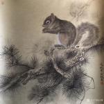 汪林日志-国画工笔动物画新作《松鼠》，尺寸50x50cm，第二幅工笔动【图2】