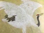 汪林日志-国画工笔画《荷花双鹤》，尺寸六尺98x180cm，附局部仙鹤【图1】