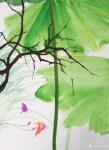 王征明日志- 国画水意画《绿荷》系列作品，尺寸80x80cm，荷花配蝴蝶【图2】
