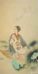 韩梅日志-国画人物工笔画《才女李清照》，尺寸四尺竖幅68x138cm。【图1】