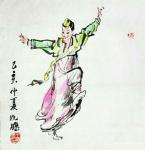 王晓鹏日志-水墨画人物画朝鲜舞蹈《阿里郎》系列作品欣赏。素材人物为:小娟【图4】