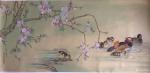 汪林日志-工笔花鸟画《桃花鸳鸯》尺寸140x70cm；附局部图，请欣赏【图3】