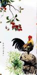 宋继兰日志-国画公鸡《吉利图》尺寸四尺竖幅168X38cm,乙亥年冬月新【图1】