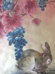 汪林日志-国画工笔花鸟画《葡萄下的兔子》尺寸58x48cm，新创作完成【图2】