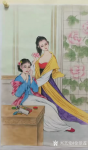 徐景莲日志-新作品国画工笔人物画《闺蜜》，是按照收藏家买主的要求画的。
【图4】