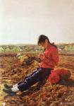 凌振宁日志-油画人物画《穿红衣服的农家姑娘》；
画的是一种情怀，看画似【图2】