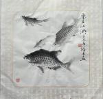 冯增木日志-国画鱼小品画一一鱼鳞的几种表现形式；
作品名称《乐在江湖》【图1】