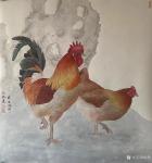 汪林日志-国画工笔花鸟画鸡系列作品欣赏。葵卯年汪林工笔画。【图1】