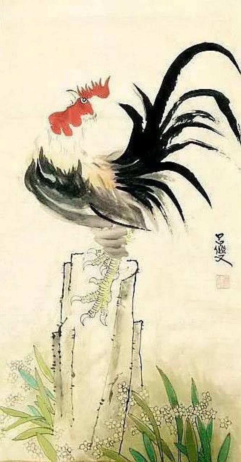 吕双国画作品《【金鸡报晓】作者吕双》【图0】