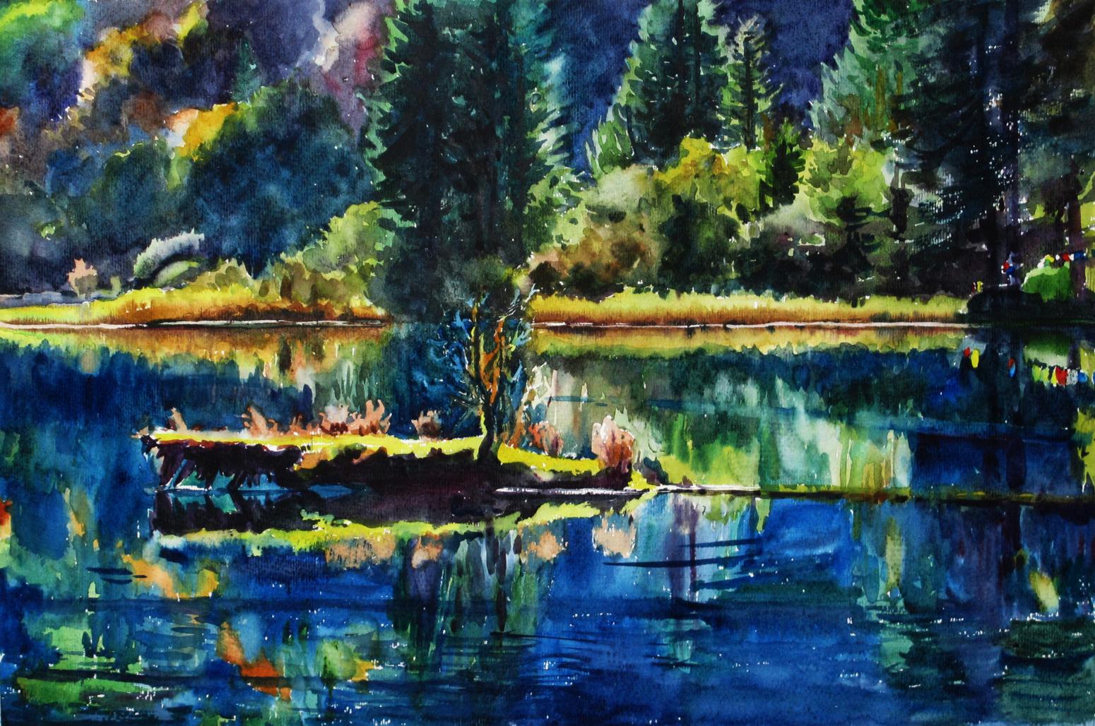 杨阳国画作品《【九寨沟】作者杨阳》【图0】