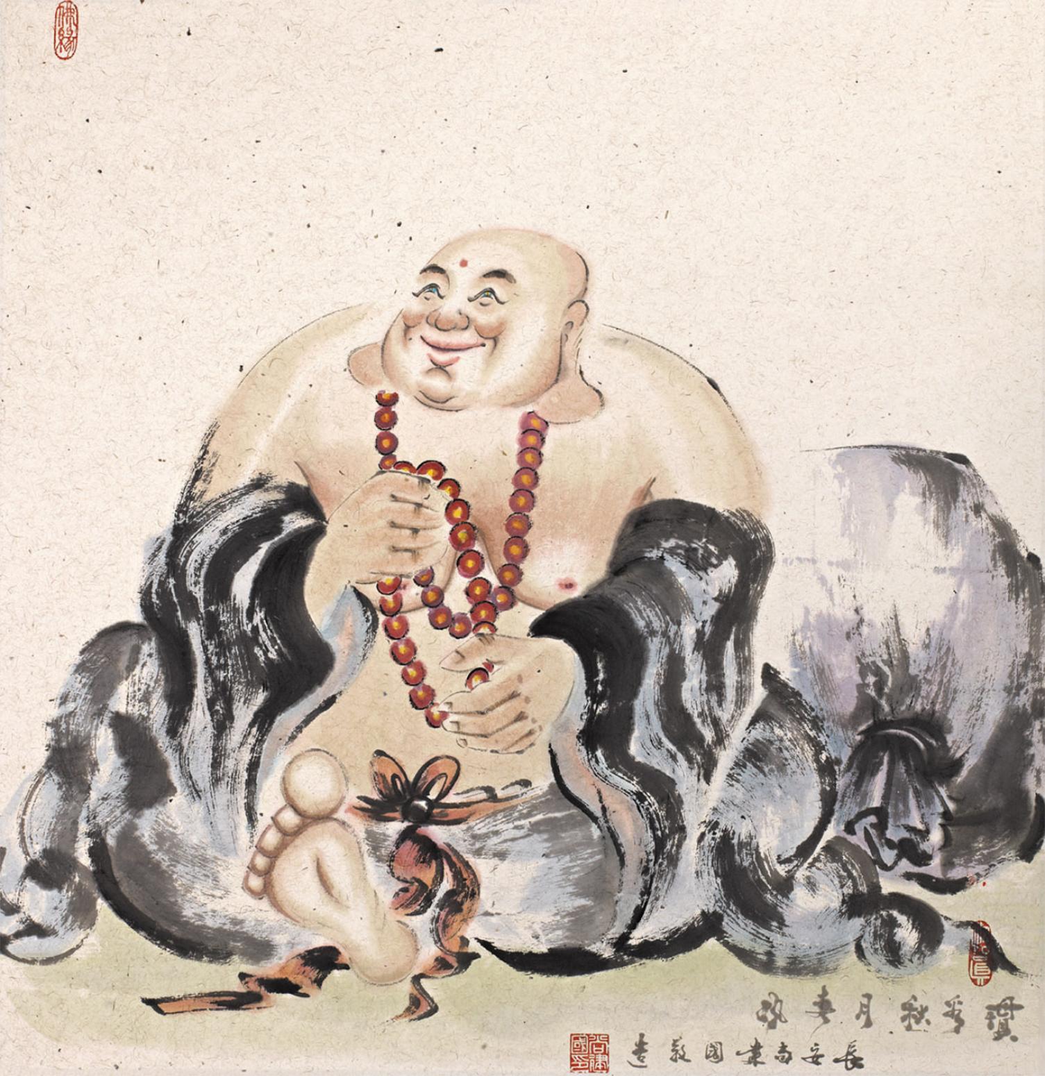 尚建国国画作品《【大自在弥勒佛5】作者尚建国》【图0】