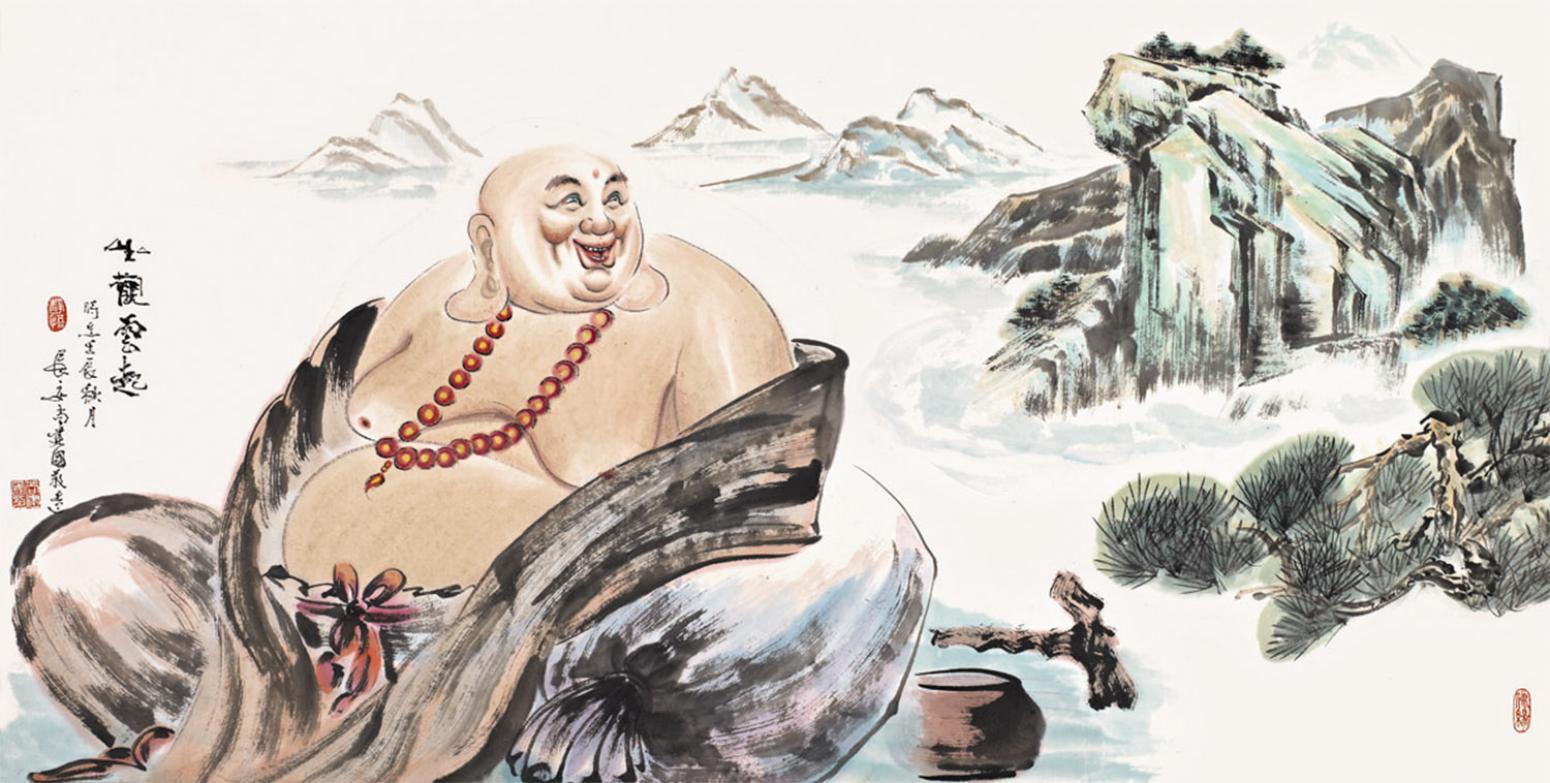 尚建国国画作品《【大自在弥勒佛42】作者尚建国》【图0】