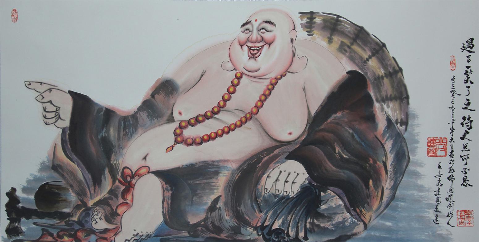 尚建国国画作品《【大自在弥勒佛96】作者尚建国》【图0】