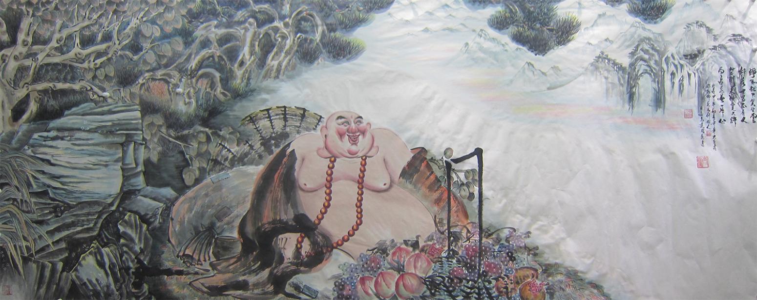 尚建国国画作品《【大自在弥勒佛100】作者尚建国》【图0】