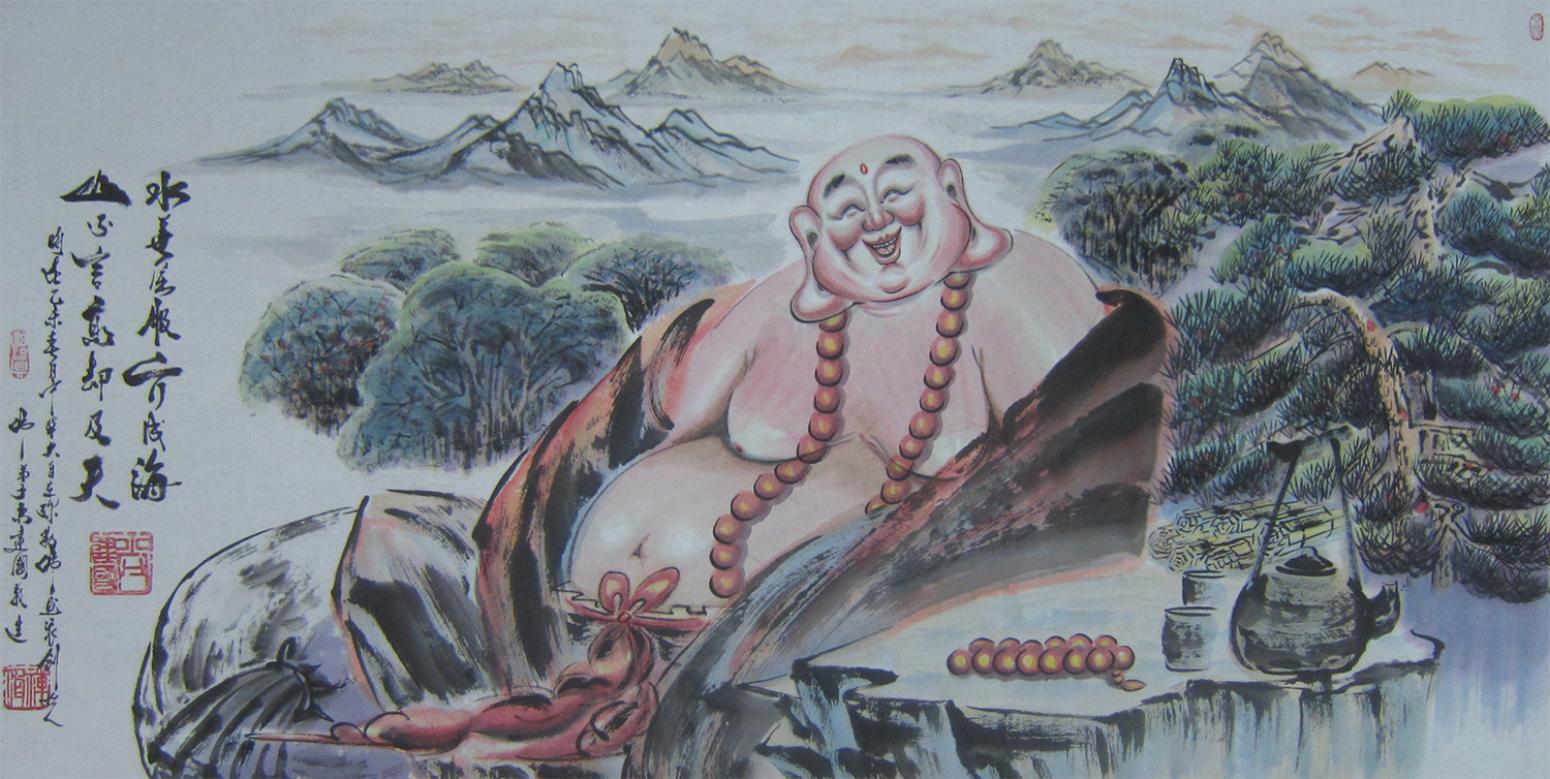 尚建国国画作品《【大自在弥勒佛113】作者尚建国》【图0】
