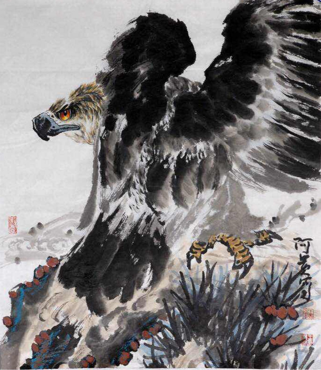 王贵烨国画作品《【鹰眼如炬】作者王贵烨》【图0】