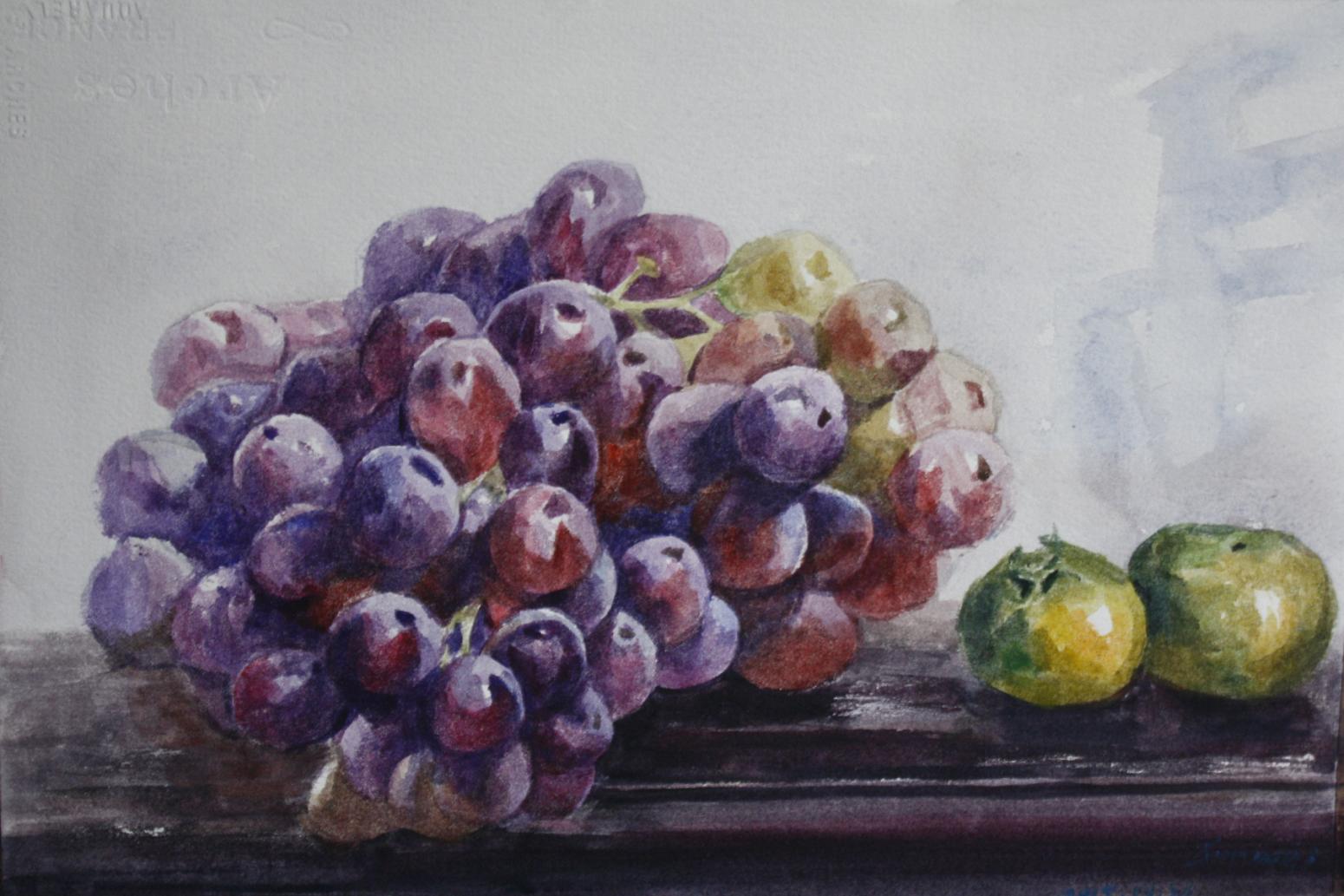 孙威国画作品《【葡萄与橘子】作者孙威》【图0】