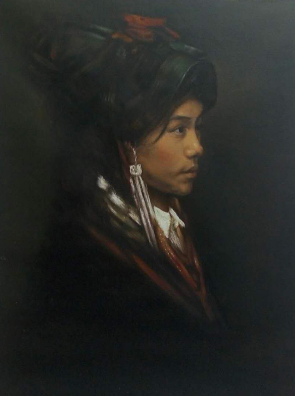 韦振华油画作品《【苗女】作者韦振华 临摹》【图0】