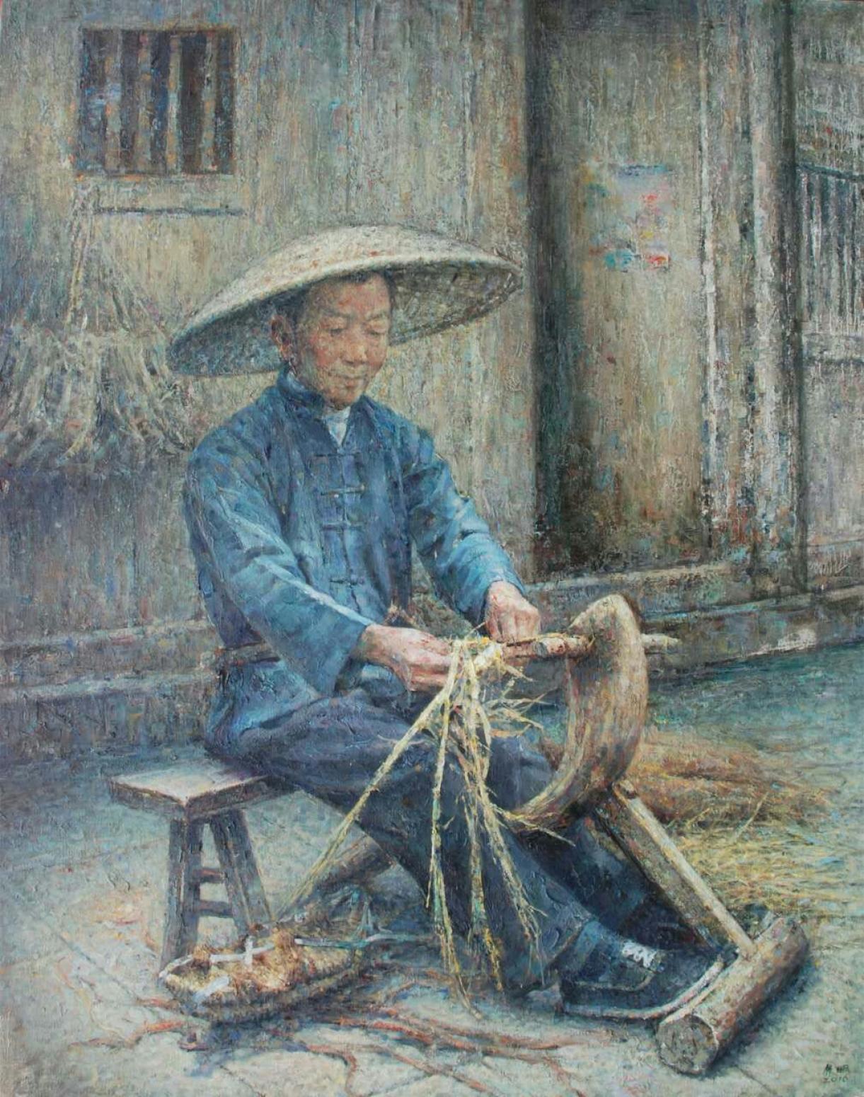 朱明油画作品《【老人】作者朱明》【图0】