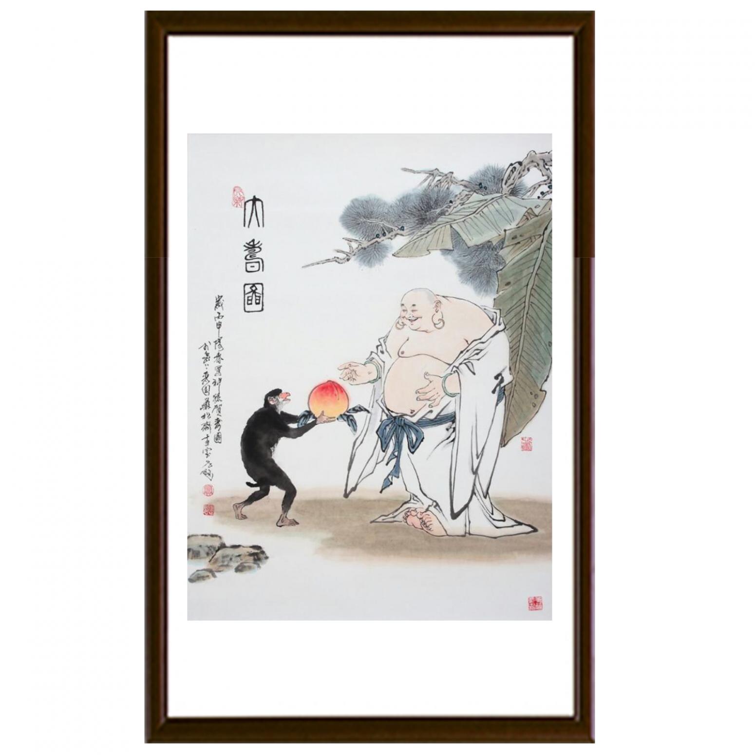 窦世魁国画作品《人物画-神猿献桃》【图2】