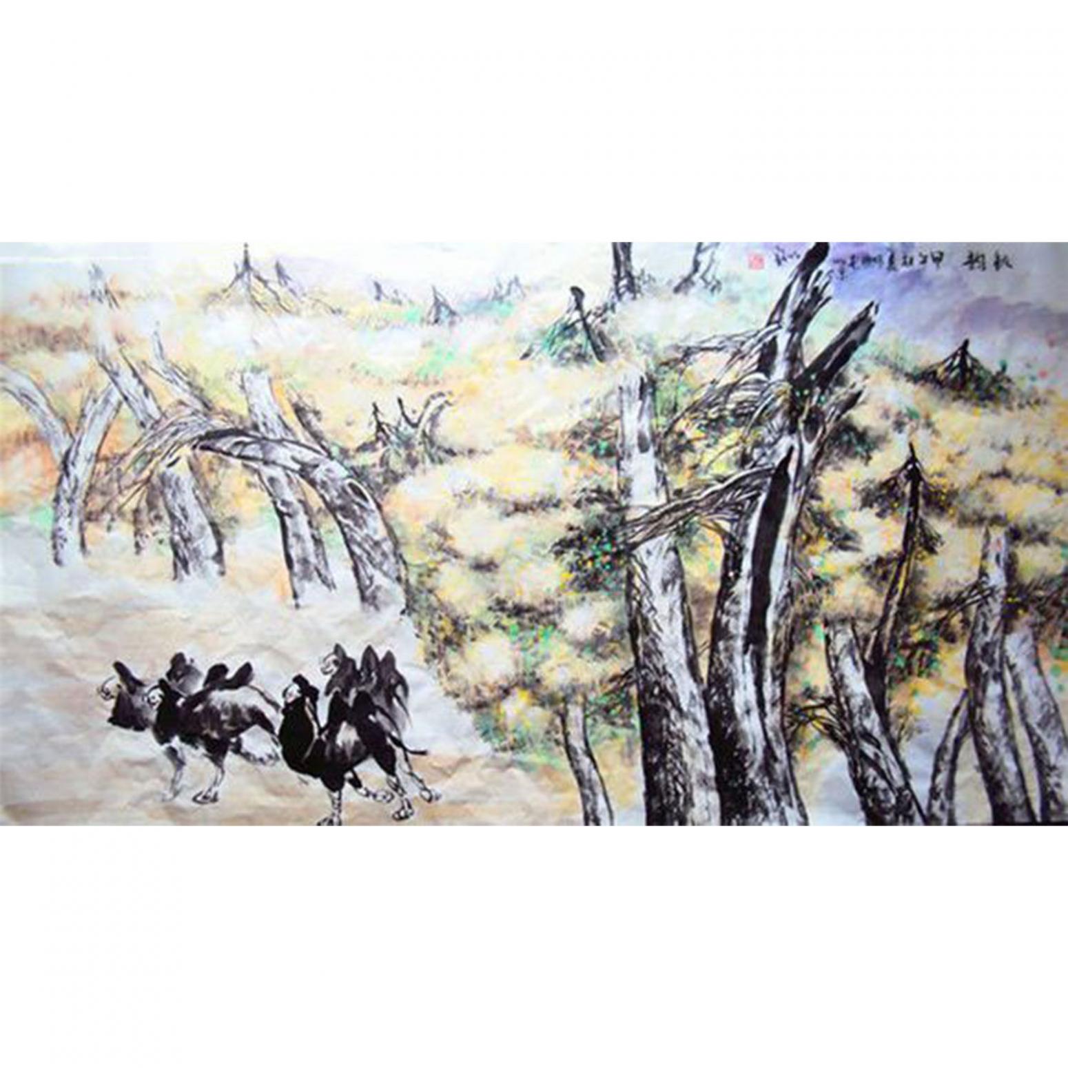 李沛泰国画作品《【森林骆驼】作者李沛泰》
