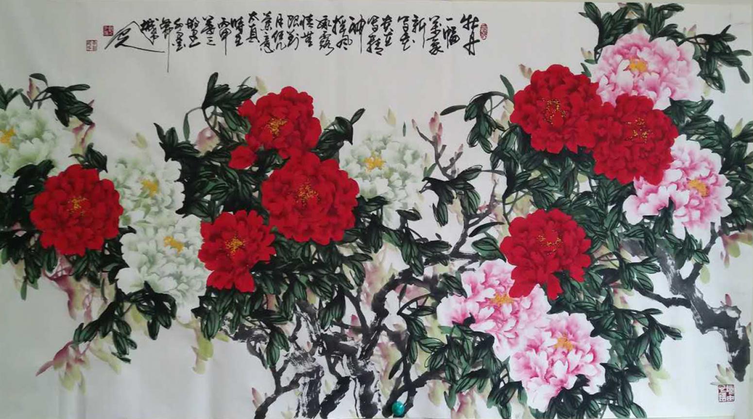 李朝国国画作品《【花开富贵6】作者李朝国》【图0】