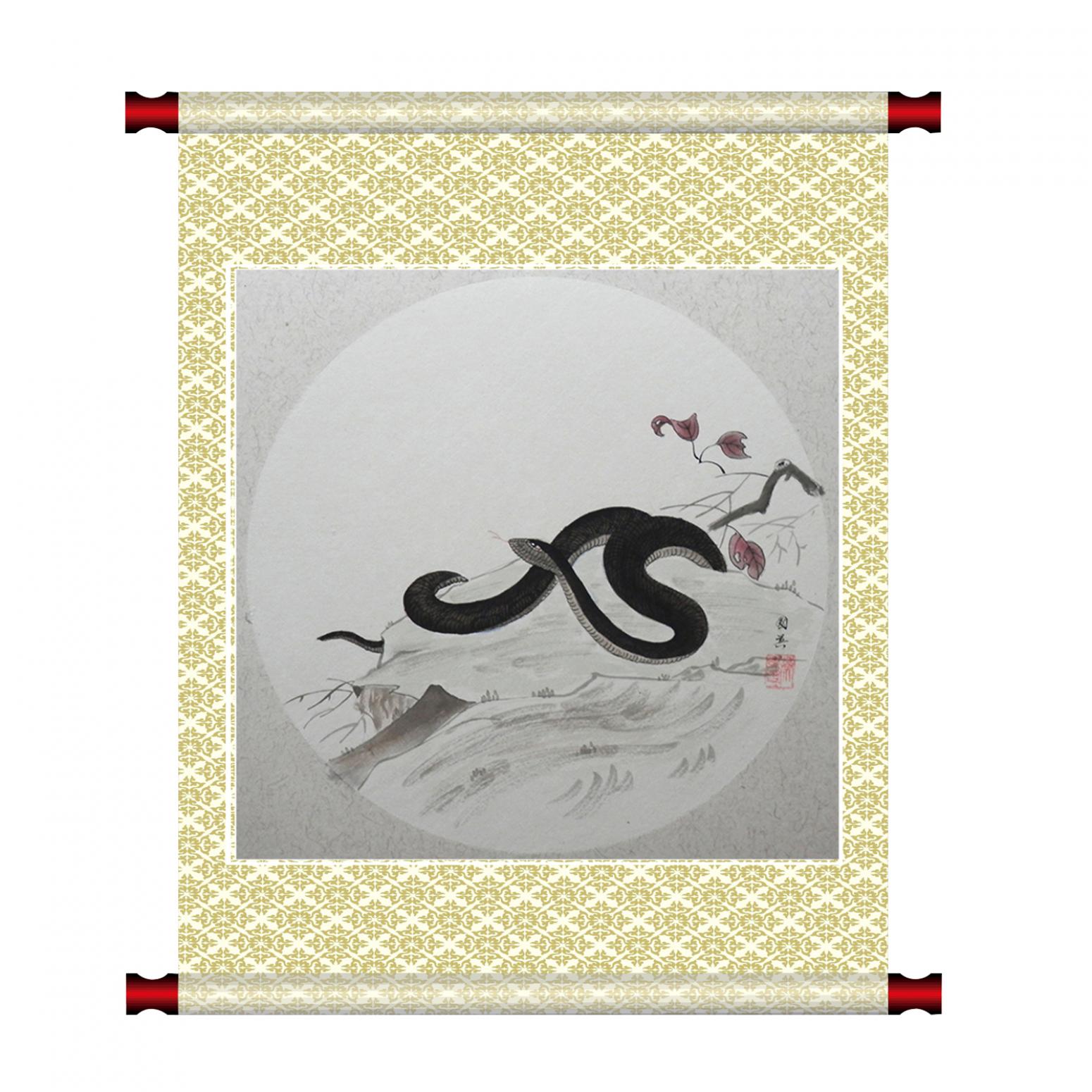 蔡国英国画作品《【生肖蛇】作者蔡国英》【图1】