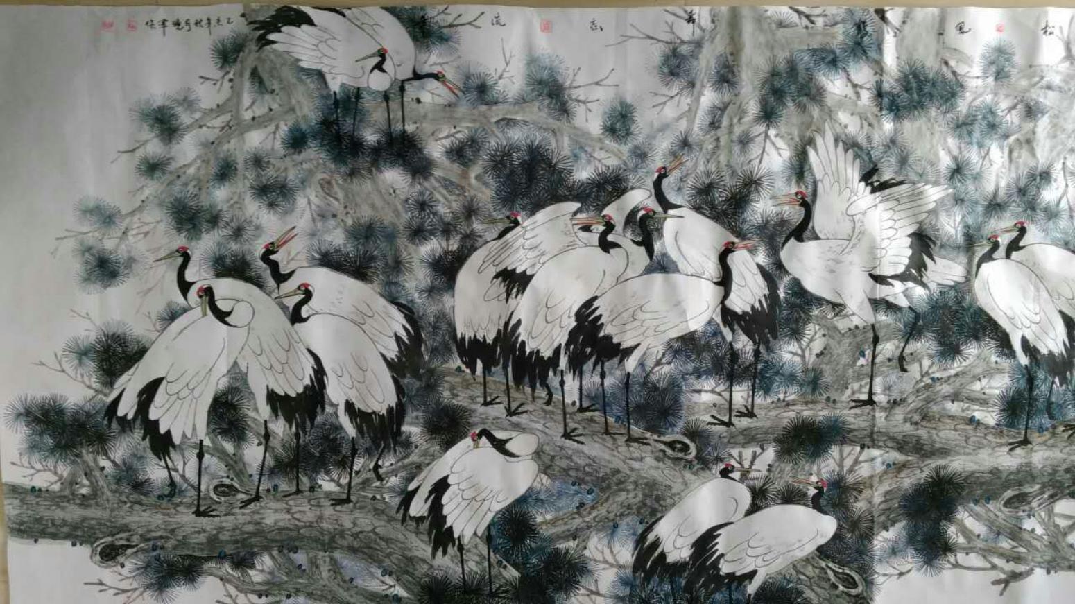 尹晓军国画作品《【松风鹤舞忘流年】作者尹晓军》【图0】