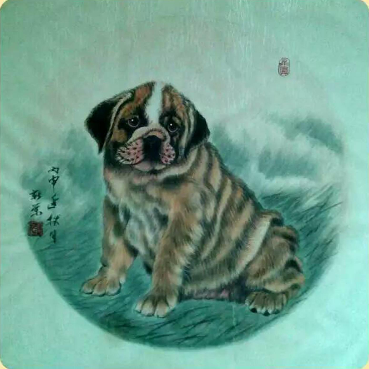 马新荣国画作品《【懒皮狗】作者马新荣》【图0】