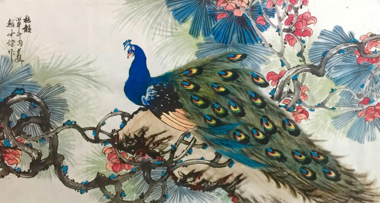 赵仲谋国画作品《【秋韵-孔雀2】作者赵仲谋》【图0】