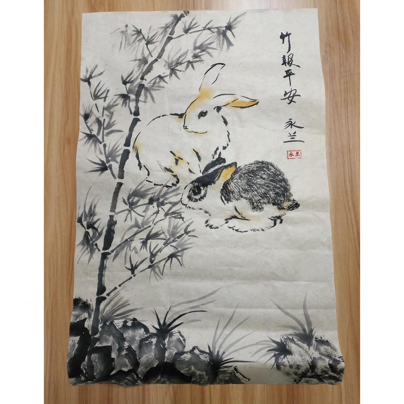 国画作品《竹报平安》【图0】