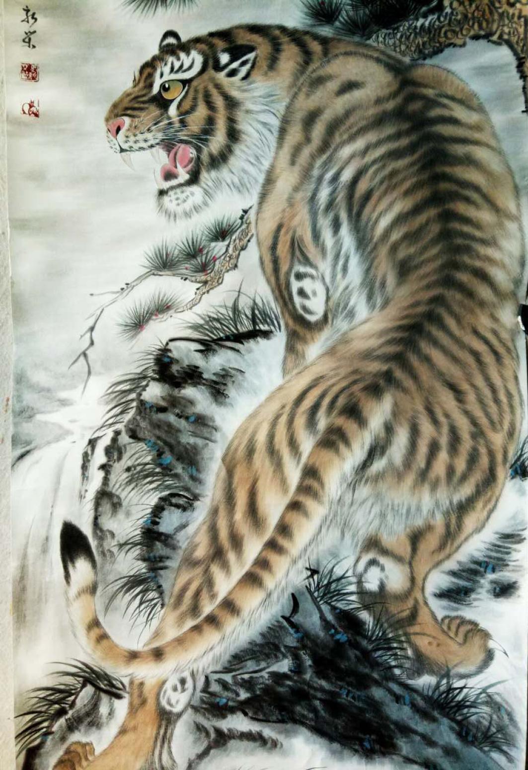 马新荣国画作品《【老虎2】作者马新荣》【图0】