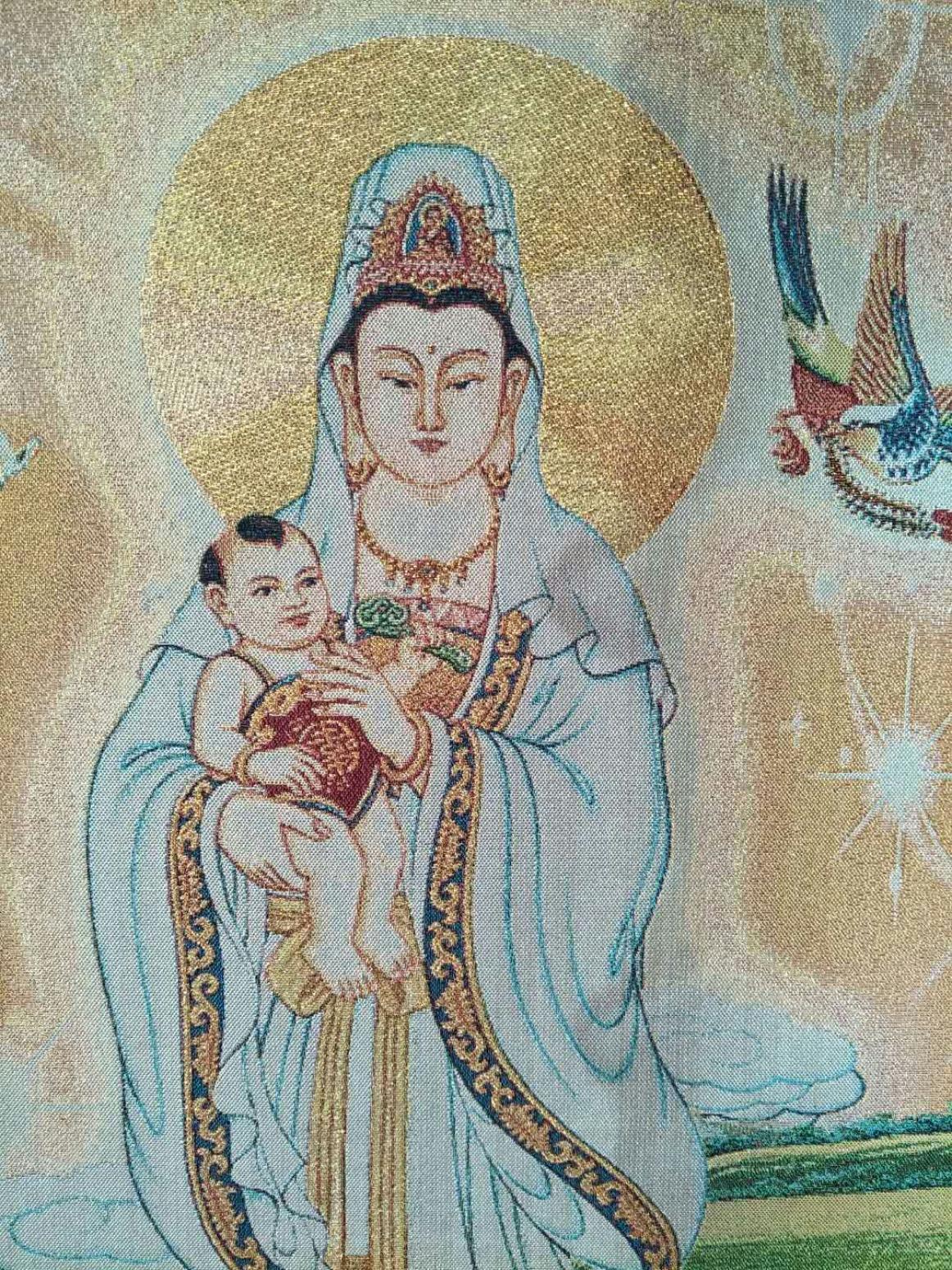 15815454429文玩杂项作品《观音送子-唐卡》【图1】