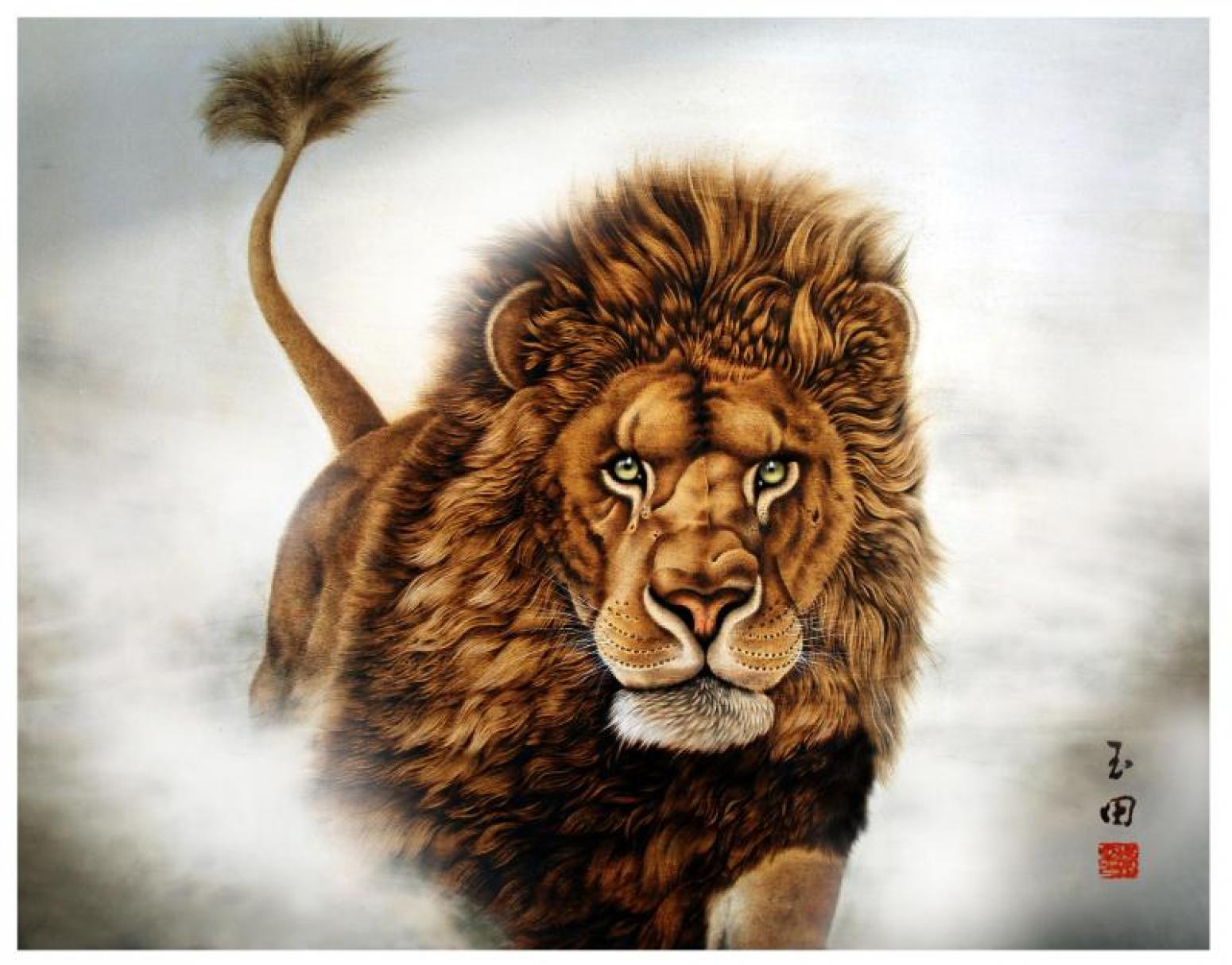 田玉田手工作品《木板烙画动物系列《狮》》