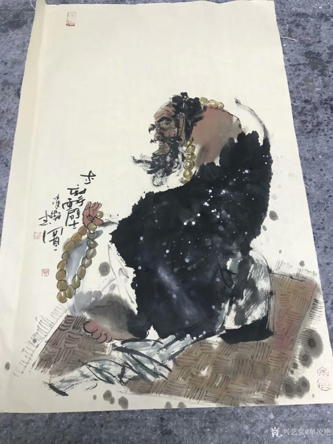 牟凌艳国画作品《达摩面壁图》【图0】