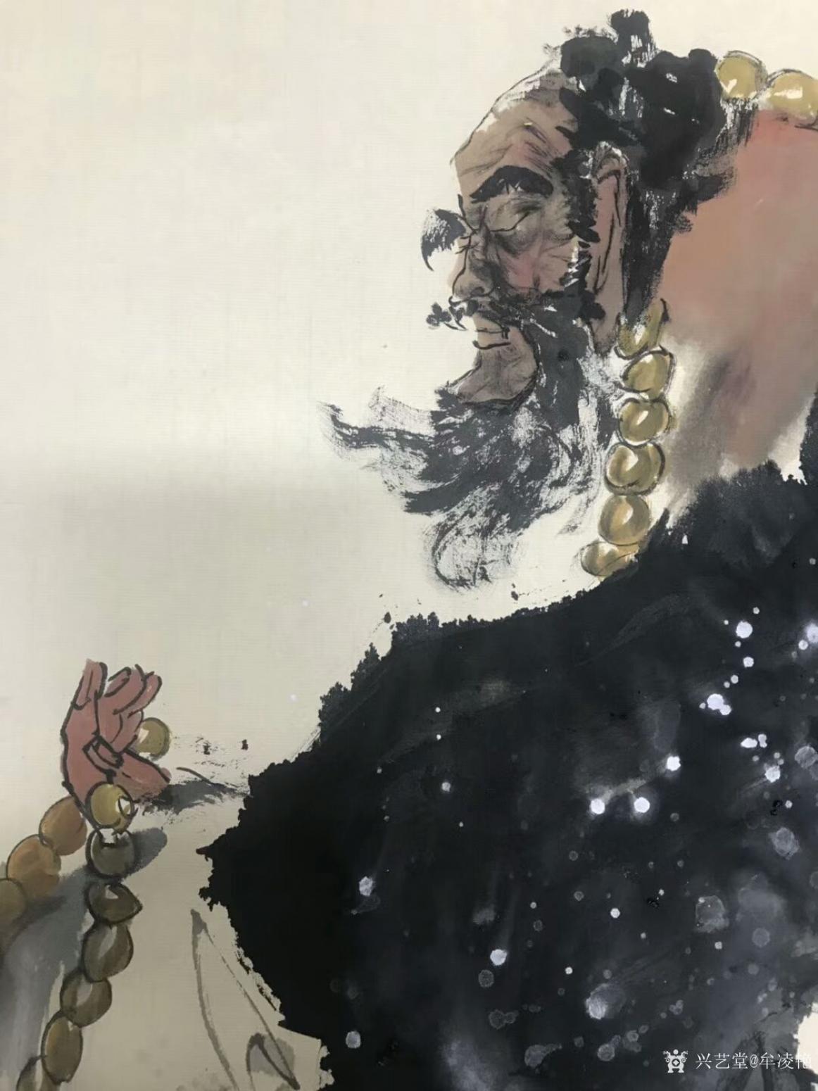 牟凌艳国画作品《达摩面壁图》【图3】