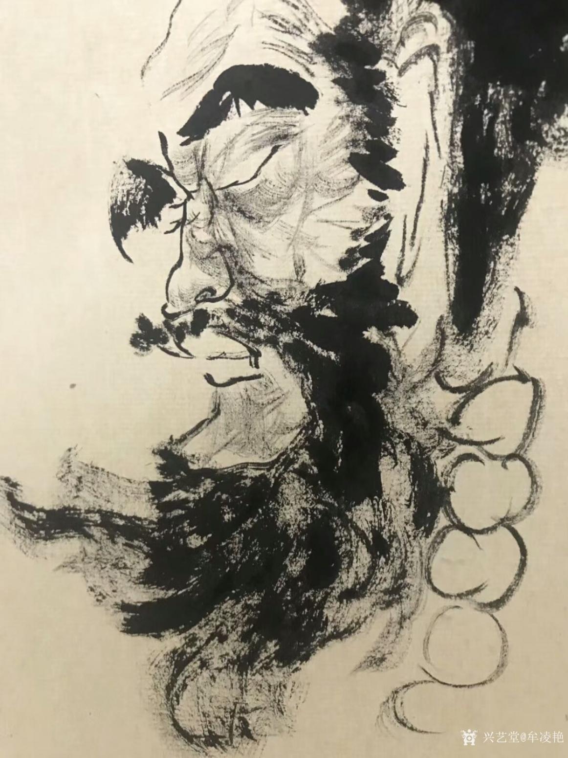 牟凌艳国画作品《达摩面壁图》【图5】