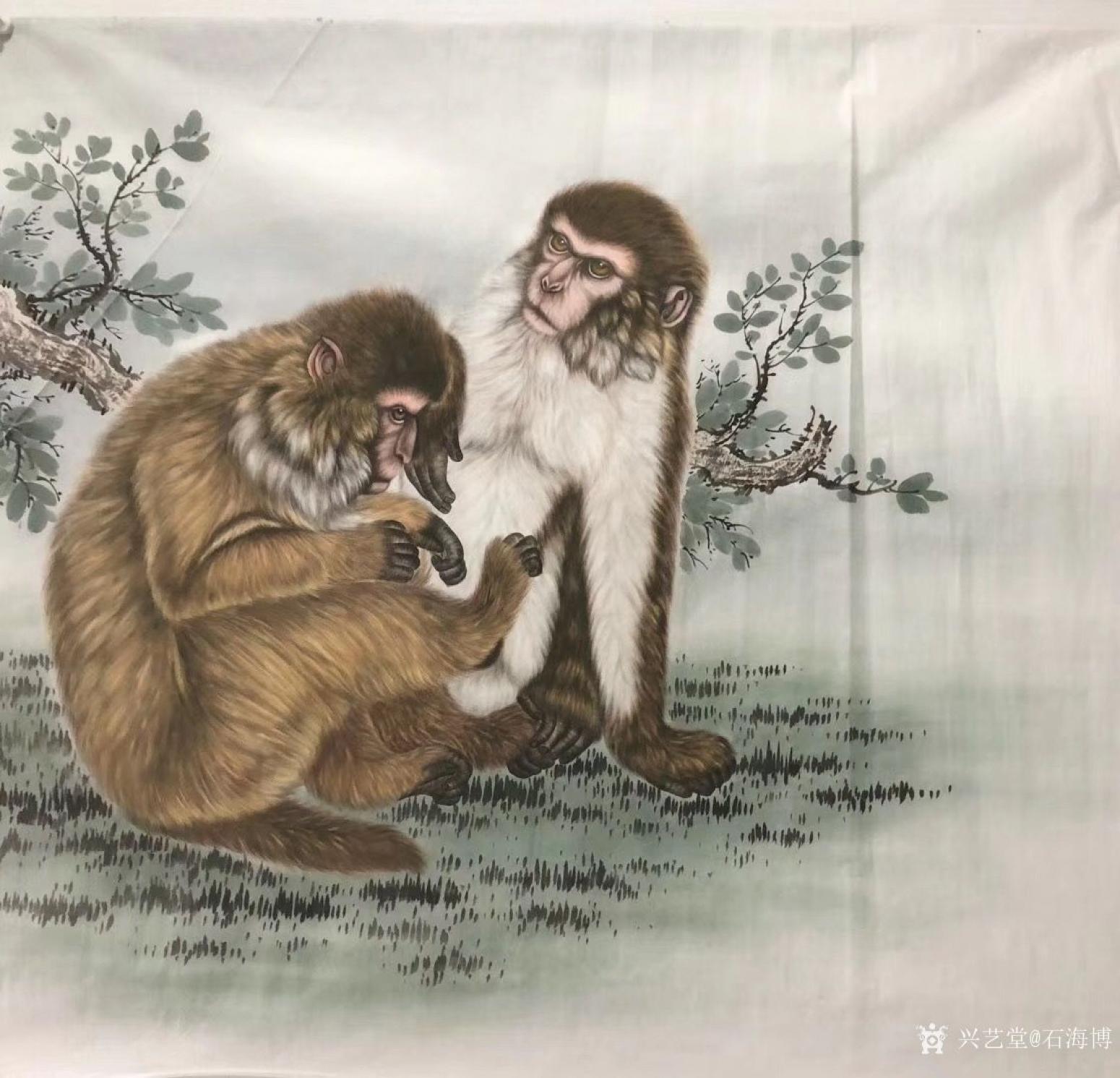 石海博国画作品《猴乐图》【图0】