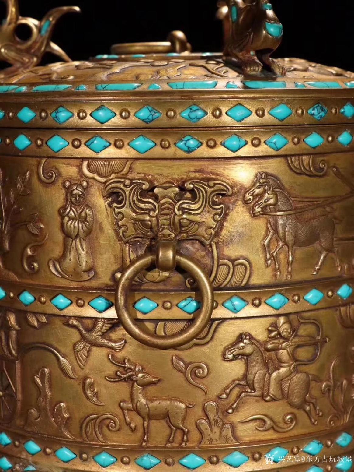 东方古玩城堡文玩杂项作品《铜鎏金带盖凤凰钮香炉》【图4】