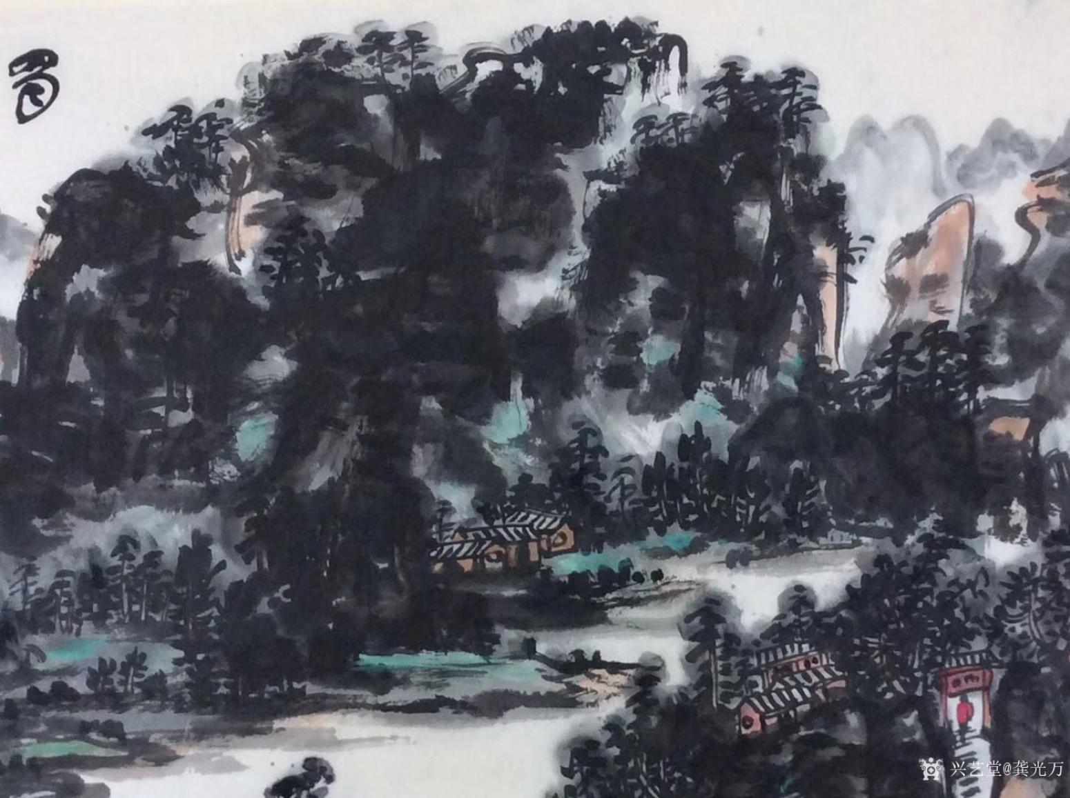 龚光万国画作品《水墨-蜀江清晓》【图0】